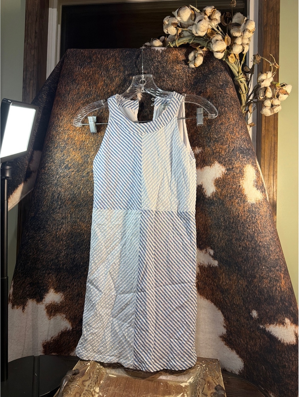 Vineyard Vines Girls' Blue and White Striped Dress Size 8 Kentucky Derby Edition